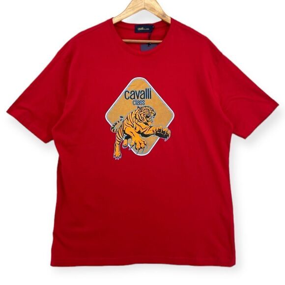 ~Cavalli Class Men's Diamond Tiger Logo Graphic Print T-Shirt NWT XL - Picture 1 of 6